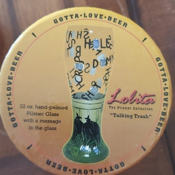 Lolita Gotta Love Beer Talking Trash Painted 22oz Pilsner Beer Mug Glass Barware - Picture 6 of 6